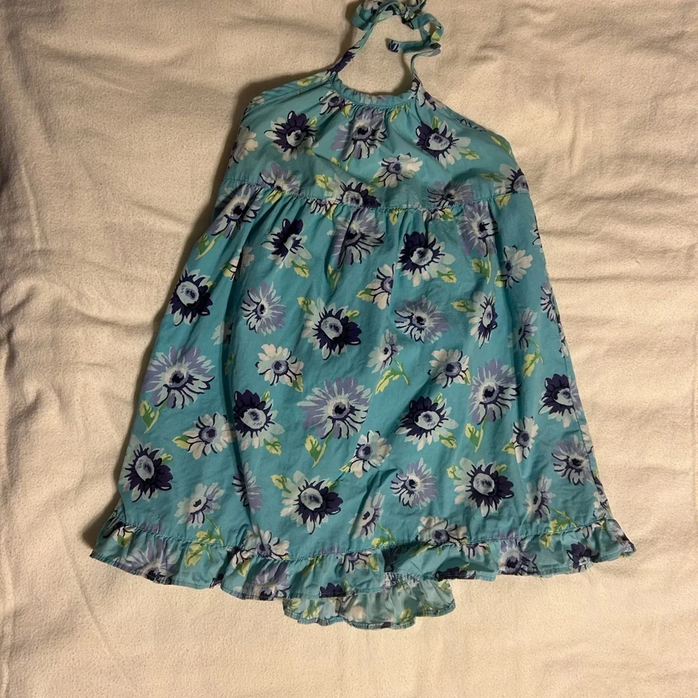 Floral Halter Dress in Blue and Green‎